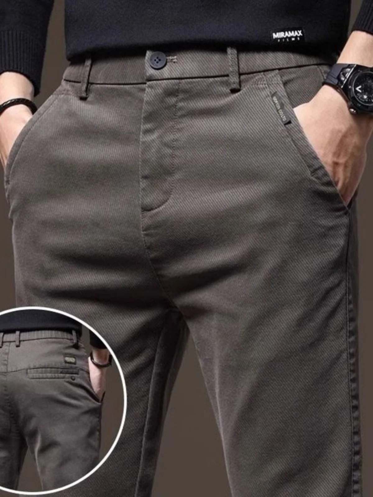Fall High-End Casual Pants Men's Wear-Resistant Business West Pants Trendy Loose Straight Long Pants Youthful Vitality Style