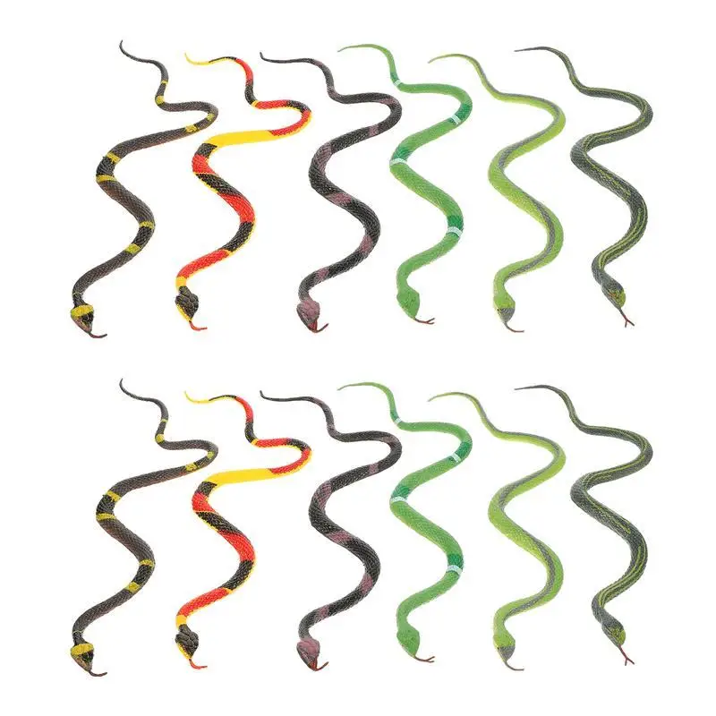 12Pcs Rubber Scare Toddlers Plastic Fake Snake Faux Snake Models Rubber Rattlesnake Fake Snake Toys for Kids Halloween