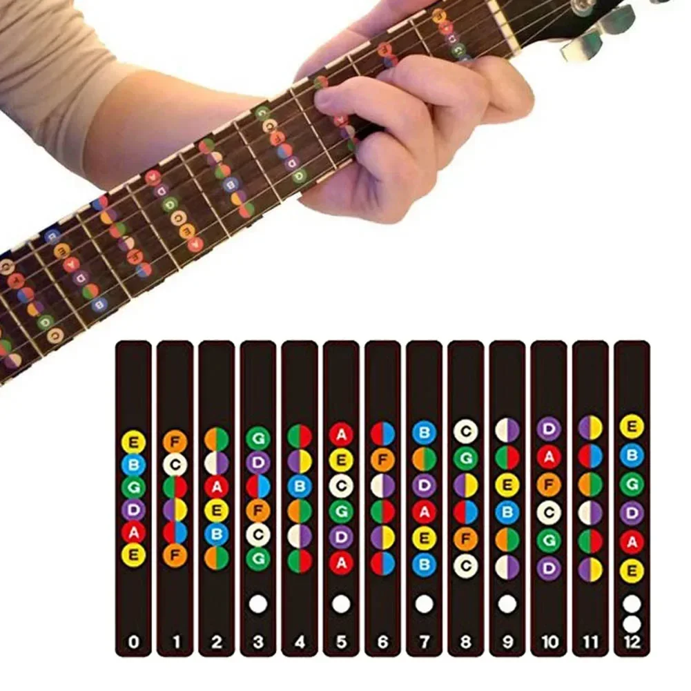 

Guitar Fretboard Sticker Guide Learning PVC Scales Starter String 19.5x11cm Accessories Beginner Black & White