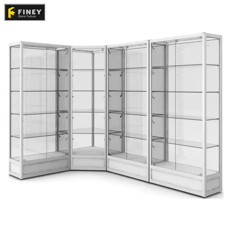 （customized）OEM ODM Factory Price Custom Retail Display Glass Cabinet With Glass Door Light Glass Display Showcase