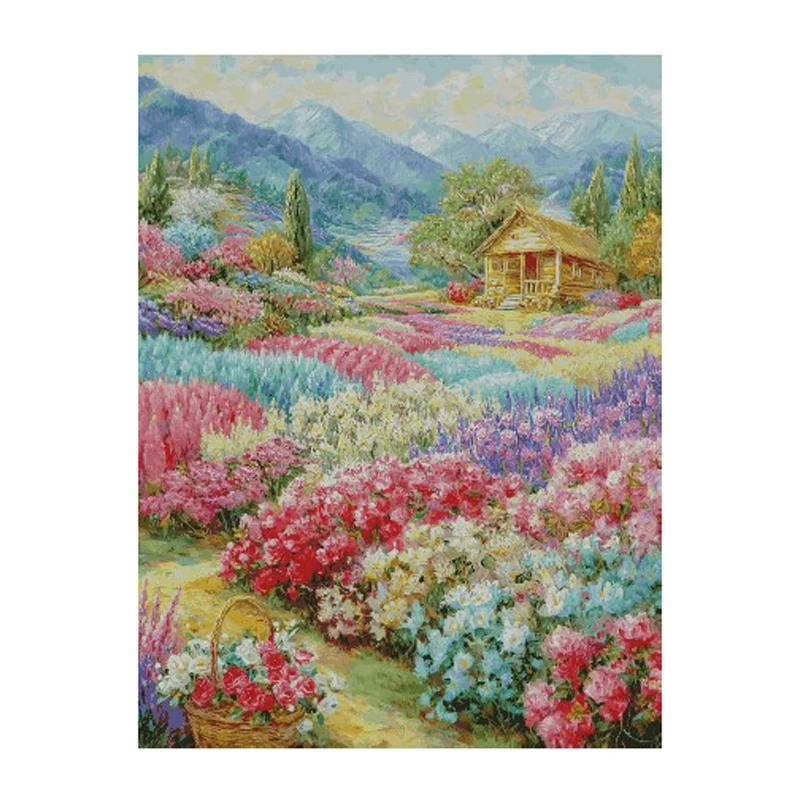 

Цветочное поле 11CT 14CT 16CT напечатан на холсте, набор для вышивки крестом «сделай сам», набор с китайским узором, домашнее рукоделие, вышивка