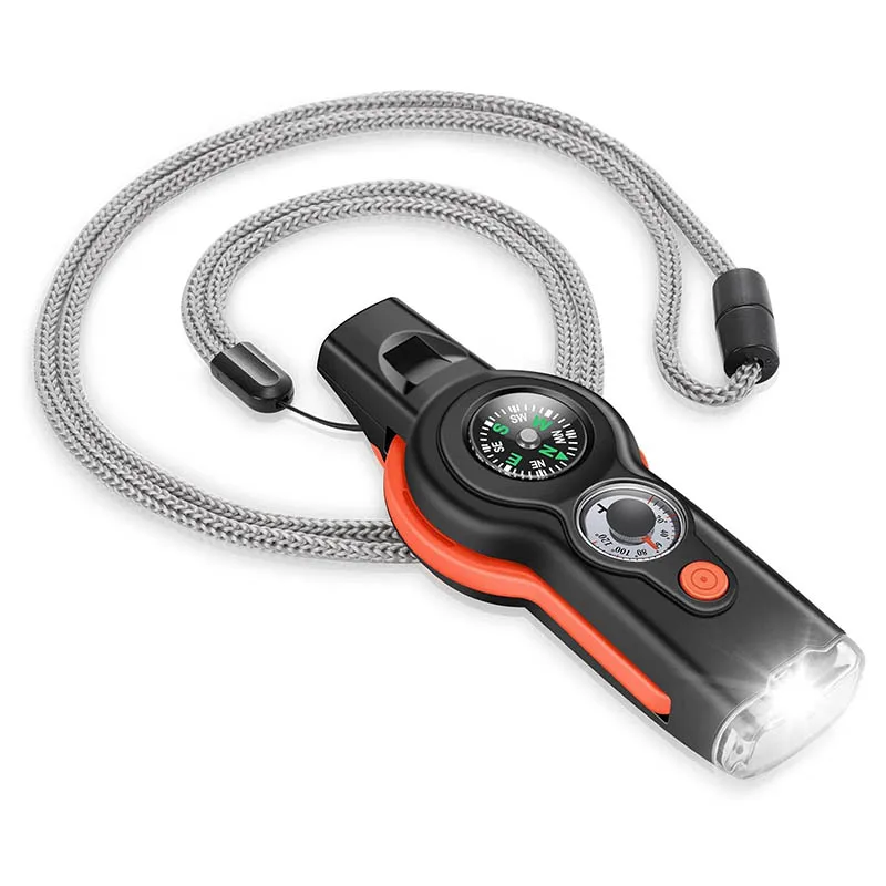 1/2/6/10/30 قطعة 7 في 1 صافرة الطوارئ مع الحبل متعددة الوظائف صافرة صفارات السلامة للتخييم الإنقاذ إشارة البقاء