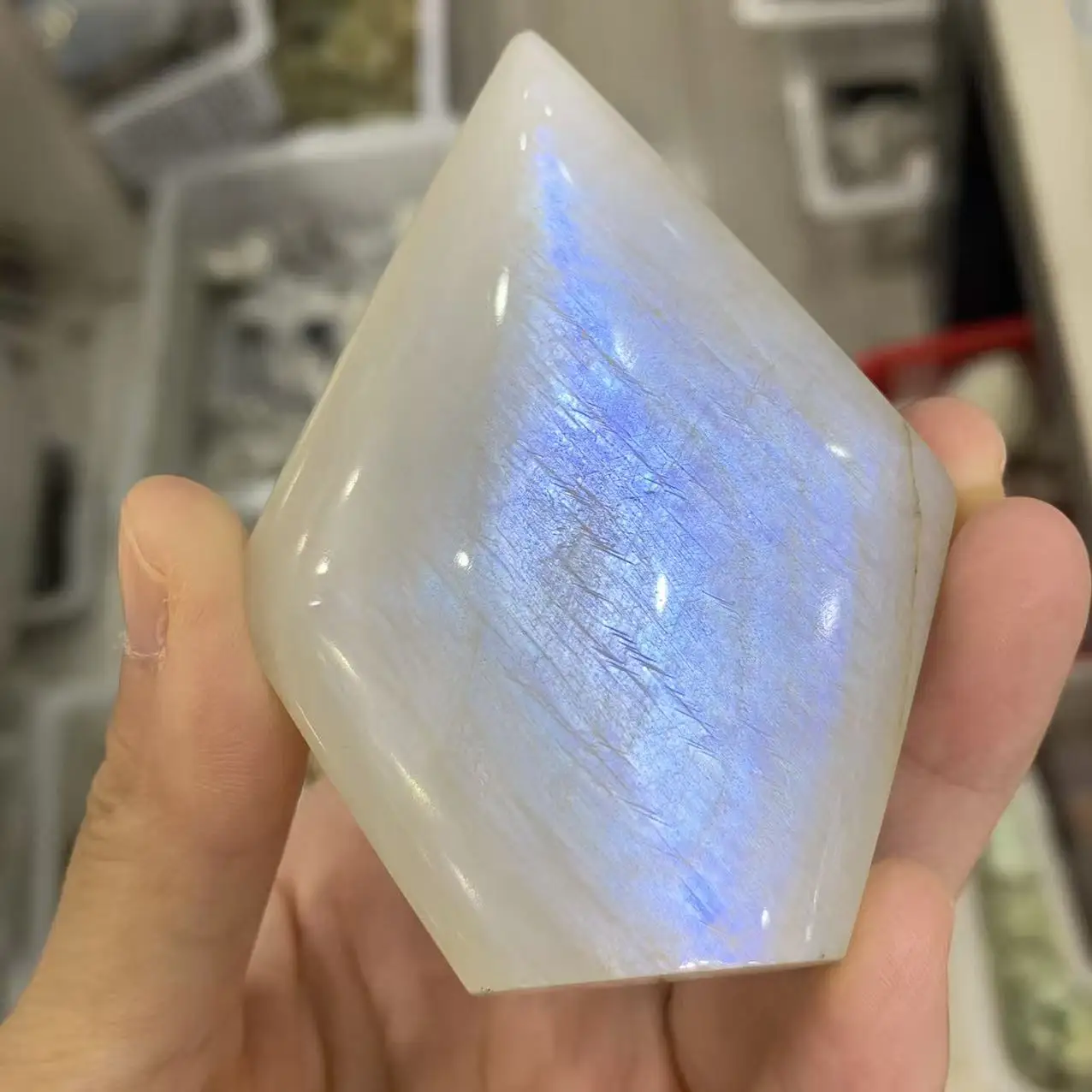 Natural Blue Moonlight Crystal Staff, Energy Gem, Decoration, Gift, Meditation, Divination, Spiritual Healing