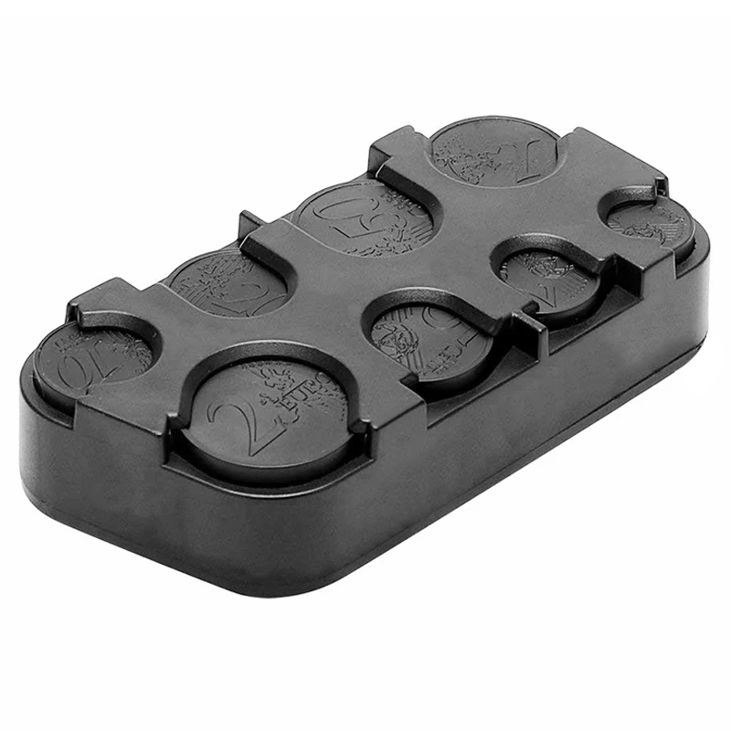 Caja de almacenamiento con soporte para monedas para coche, estuche para monedas europeas para coche, contenedor de dinero de plástico europeo, organizador, almacenamiento y orden