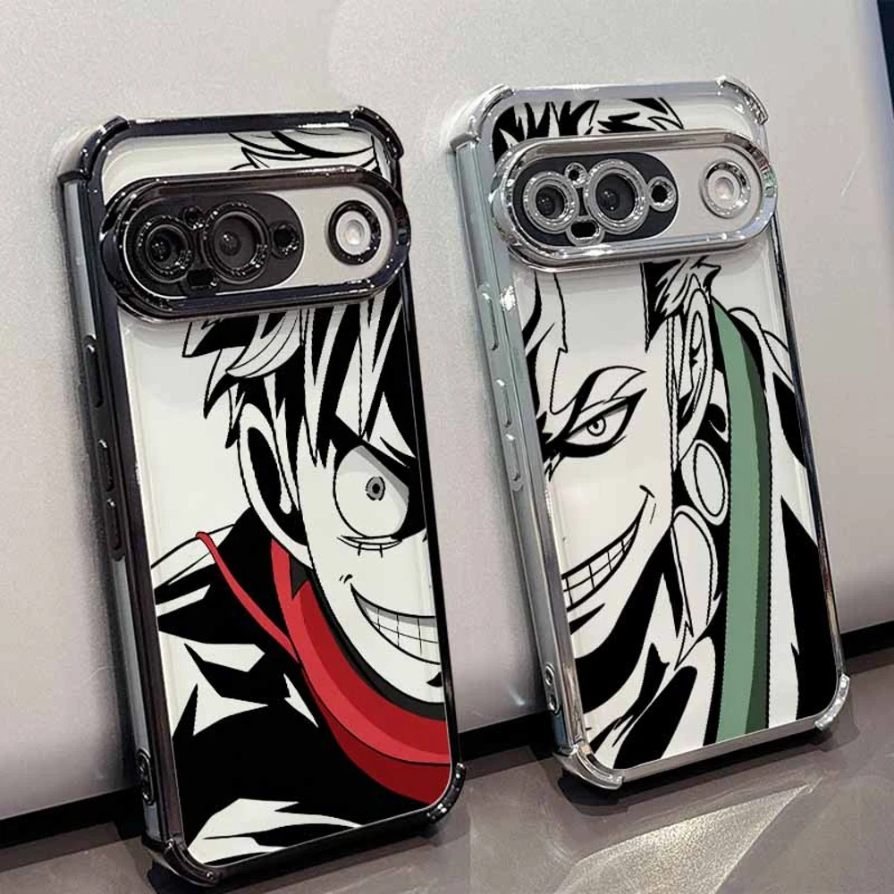 One Piece Luffy Handyhülle für Google Pixel 10A 9A 9 8A 8 7A 7 Pro XL, plattiert, sturzsicher, transparent, weiche Abdeckung