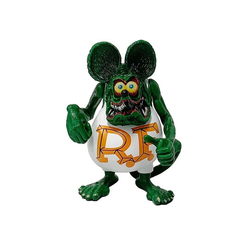 The Crazy Mouse Rat Fink com Skate Joint, Movable PVC Action Figure, Collectible Model Toy, 10cm, In Bag