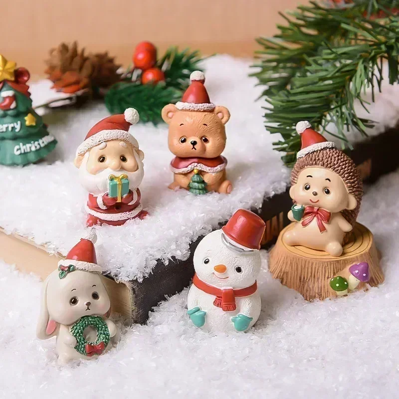 Christmas Series Craft Resin Animal Party Creative Mini Christma Tree Old Girl Kids Cute Gift Home Decoration Supplies Decor