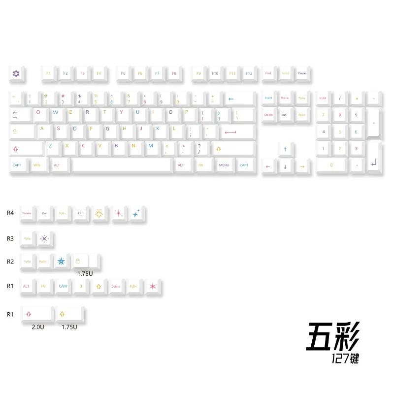 Multicolored Theme Keycaps Set Cherry Profile PBT Sublimation Custom Original Handmade Keycaps for Mechanical Keyboard Gifts