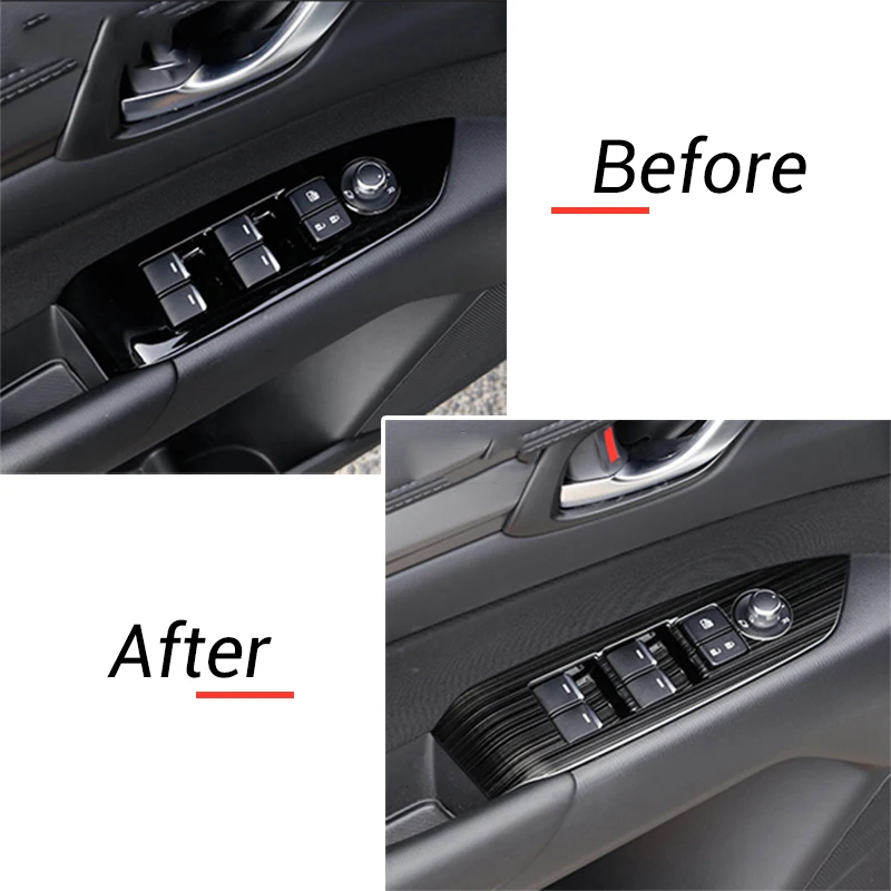 Car Window Switch Adjustment Knob Panel For Mazda CX-5 CX5 2017-2021 2022 2023 2024 KF LHD Cover Trim Sticker Strip Garnish