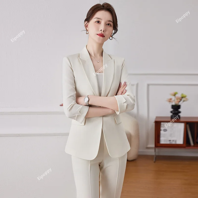 

White Suit Jacket Women's Three-Quarter Sleeve 2024 New Business Suit Office Wear Women