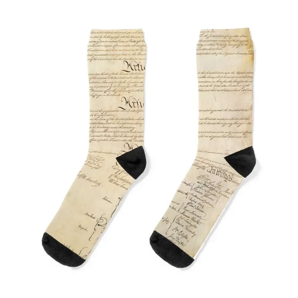 Original Signature Page of the United States Constitution Page 4 of 4 Socks set Non-slip Christmas Women Socks Men's