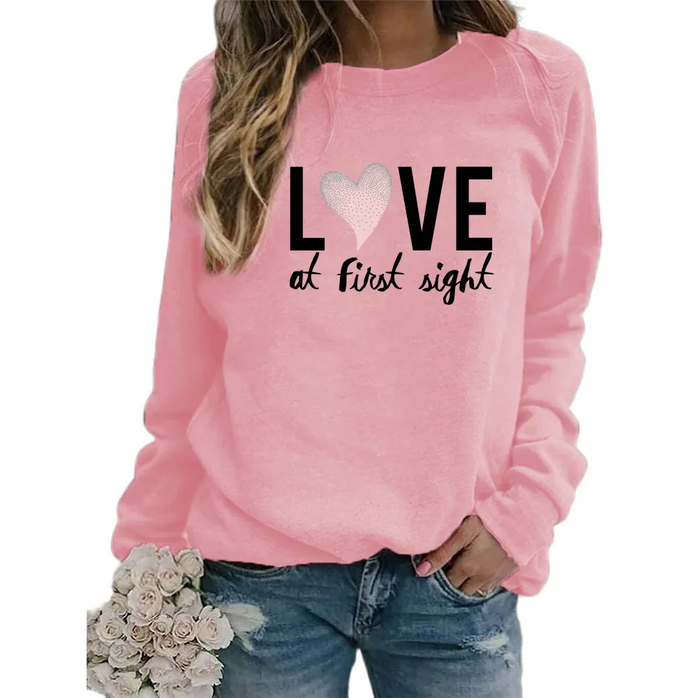 New LOVE Valentine's Day Love Printed Round Neck Hoodie Europe and The United States Autumn and Winter Sweatshirt