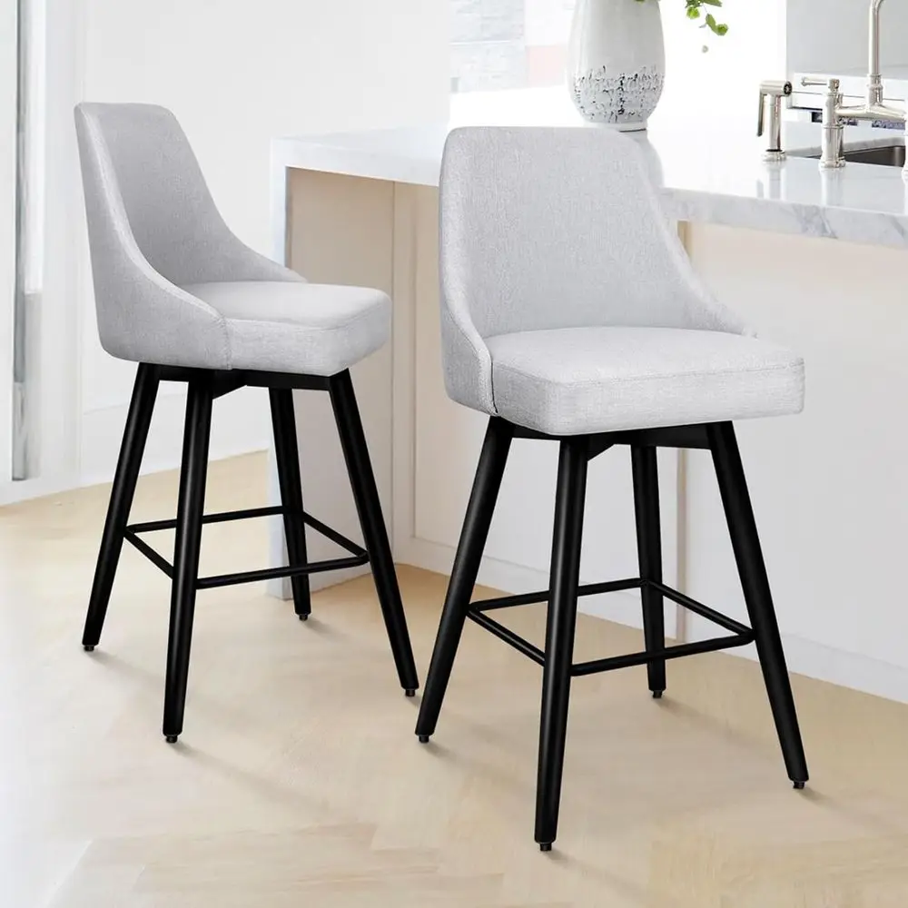 

Набор из 2-х поворотных барных стульев высотой 26 дюймов с полной спинкой, обитые тканью, для барной стойки или кухонного острова