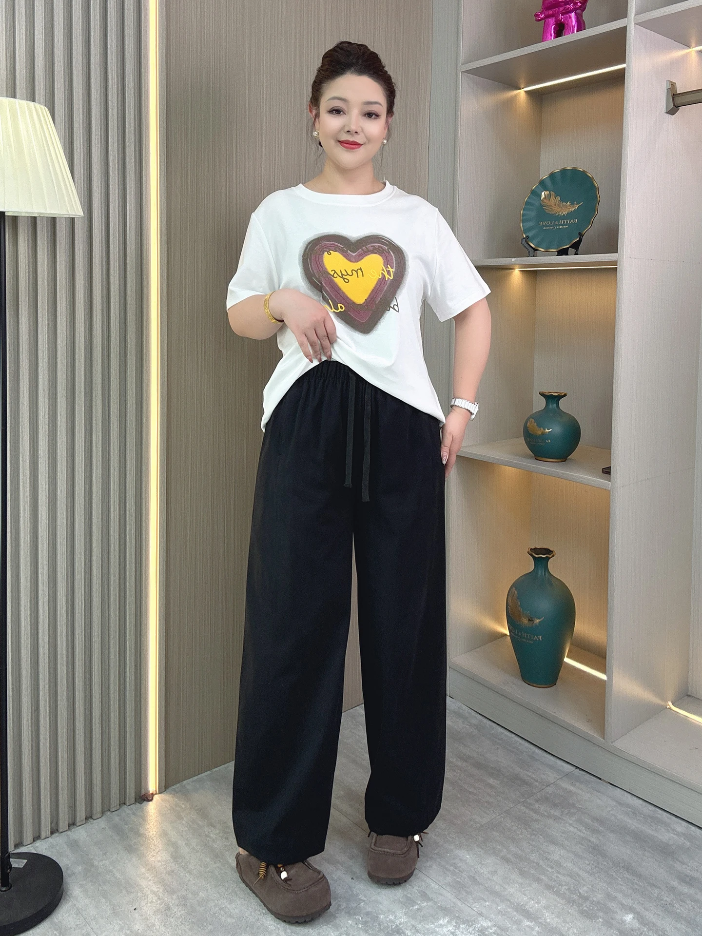 

Женские брюки больших размеров с высокой талией, широкими прямыми штанинами, в стиле рабочей одежды, повседневные, свободные, утягивающие, весенняя новинка