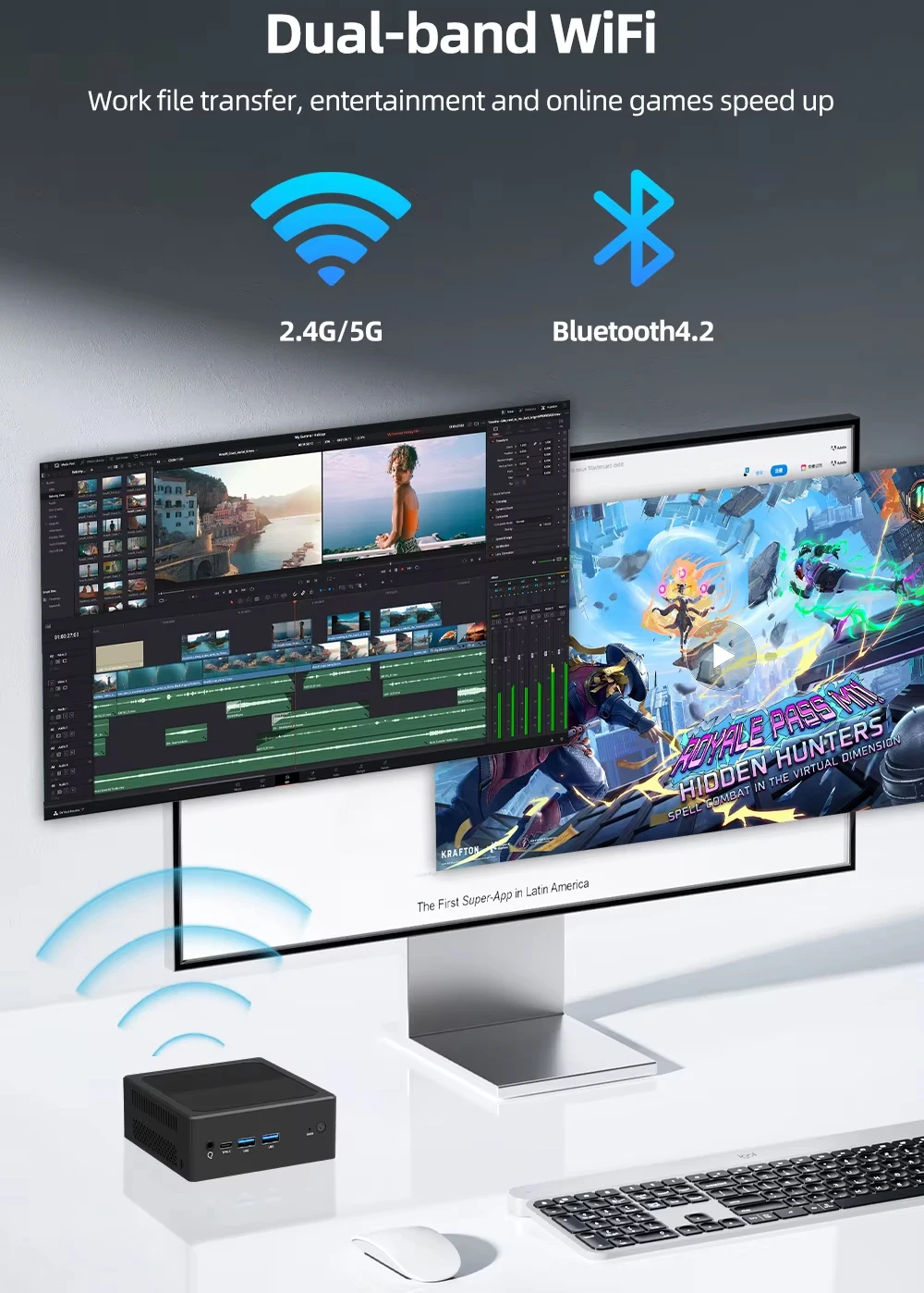 Intel Alder Lake-N Quad Core N100 Mini-PC HD DP Dual LAN Wifi5 WiFi6 16G DDR4 1 TB NVMe Windows 11 Mirco Heim-/Bürocomputer