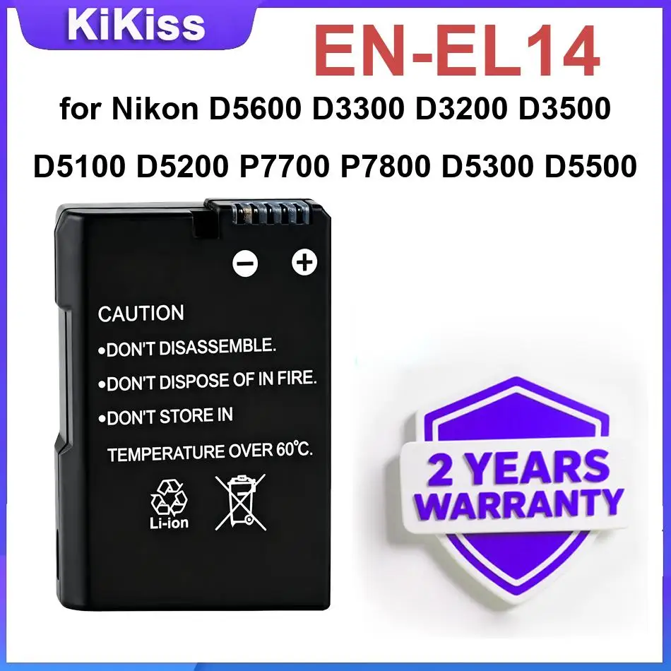 Battery EN-EL14 for Nikon D5600 D3300 D3200 D3500 D5100 D5200 P7700 P7800 D5300 D5500 P7000 P7100 Camera Rechargeble Batteries