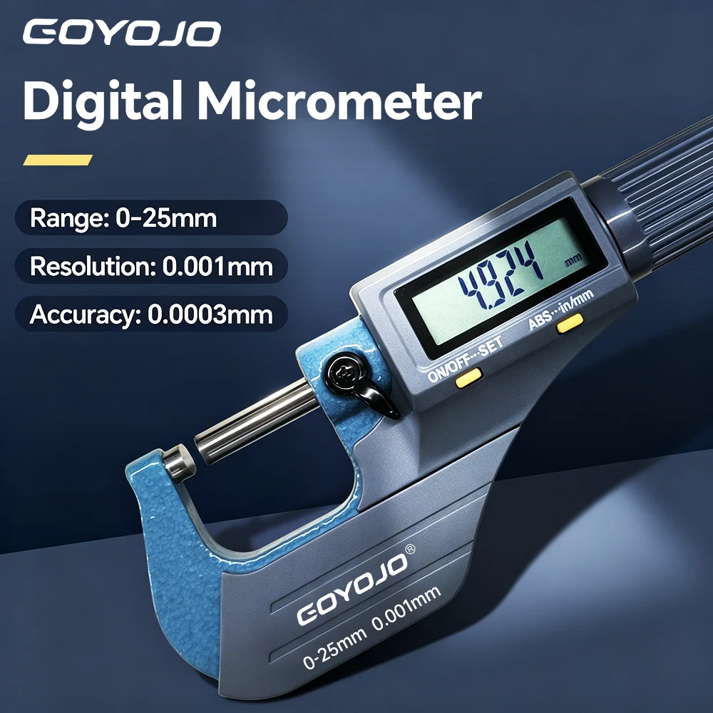 GOYOJO 0.001mm Electronic Outside Micrometer 0-25mm Digital Micrometer Electronic Digital Caliper Gauge