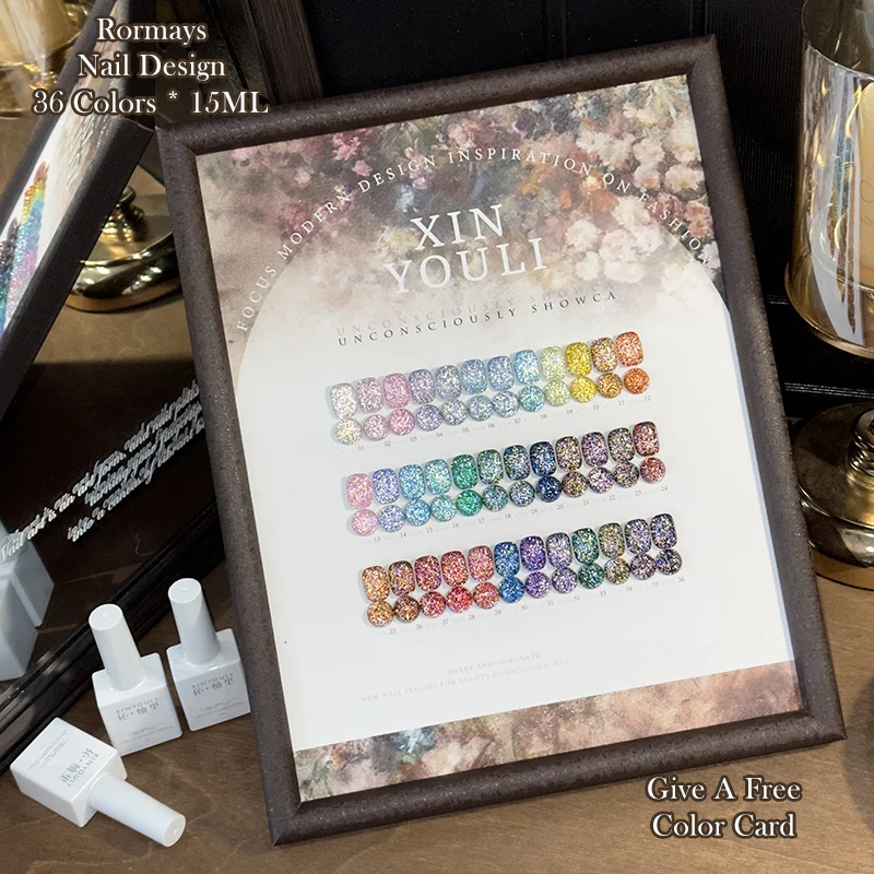 

Набор гель-лаков Rormays 36 цветов «Звездный кристалл» для салонов красоты, профессиональный, УФ/LED, стойкий, с эффектом мерцания, для нейл-арта