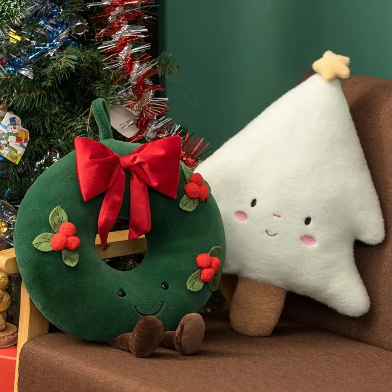Christmas Santa Throw Pillows Xmas Tree Garland Cushion Cute Snowman Anime Pillow Stuffed Floor Cushion Christmas Home Decor