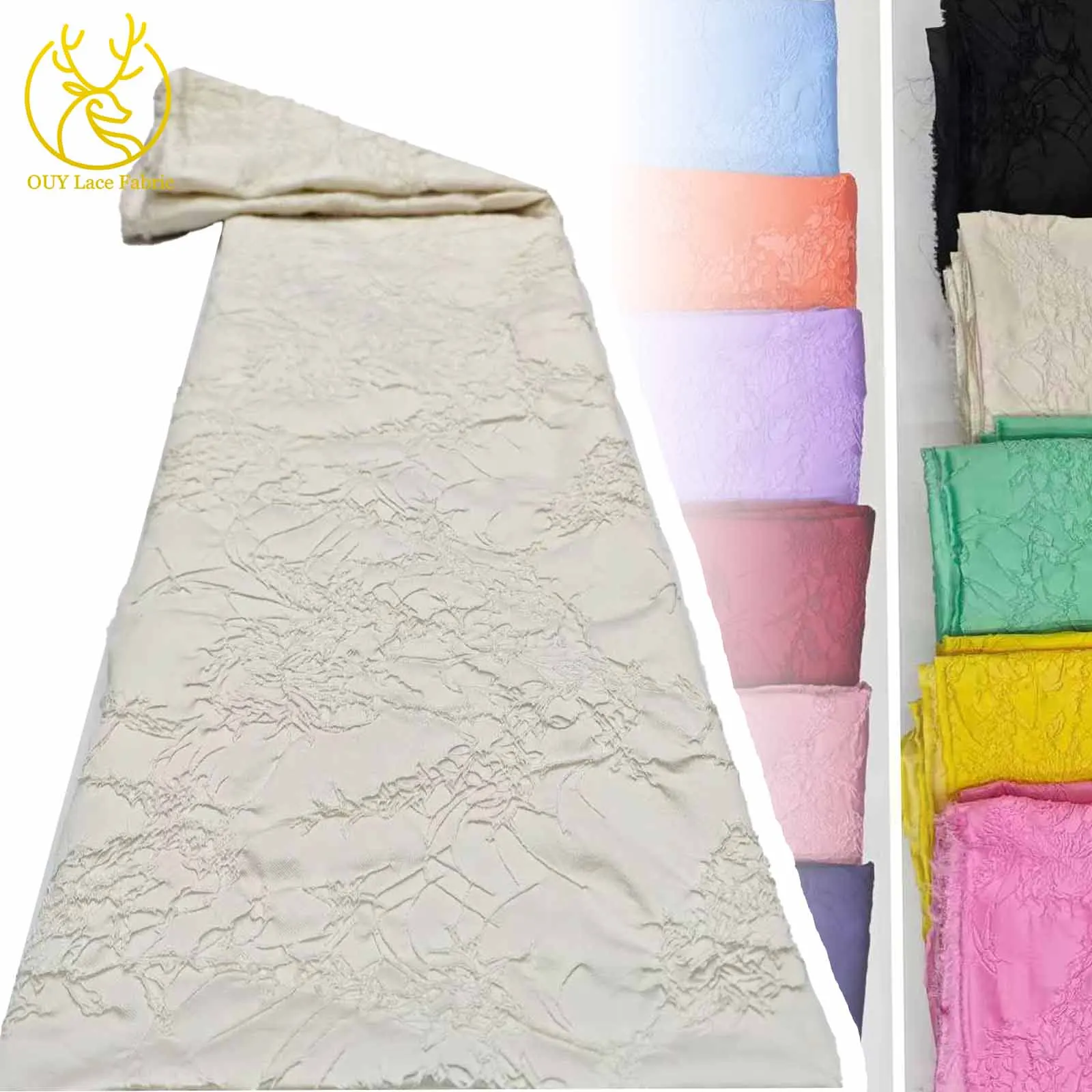 

African Jacquard Lace Fabric 2025 High Quality Nigerian High Gilded Jacquard Lace Fabric For Luxury Party Dresses Sewing 5 Yards