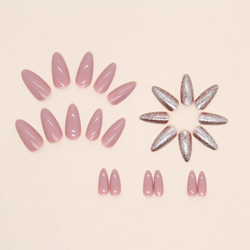 24 PCs Long French Pop Glitter Nails with 1 Jelly Gel and 1 Nail File