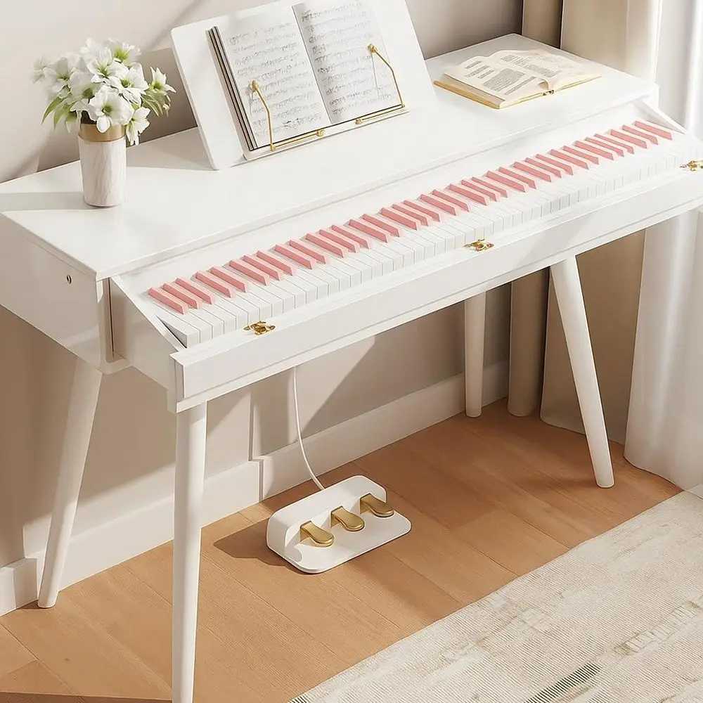 88-Key High-End Electric Grand Piano Desk Model for All Skill Levels in Pink (No Bench)