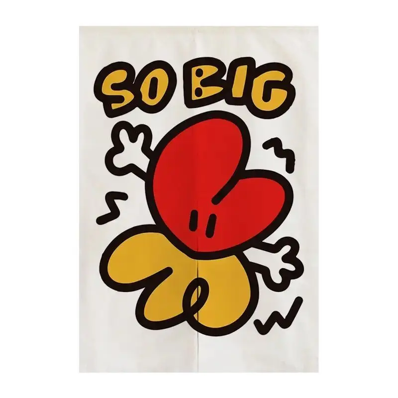 Love Gesture Graffiti Door Curtain Trendy Cartoon Fabric Door Curtain No Punching Entrance Bedroom Privacy Partition Curtain