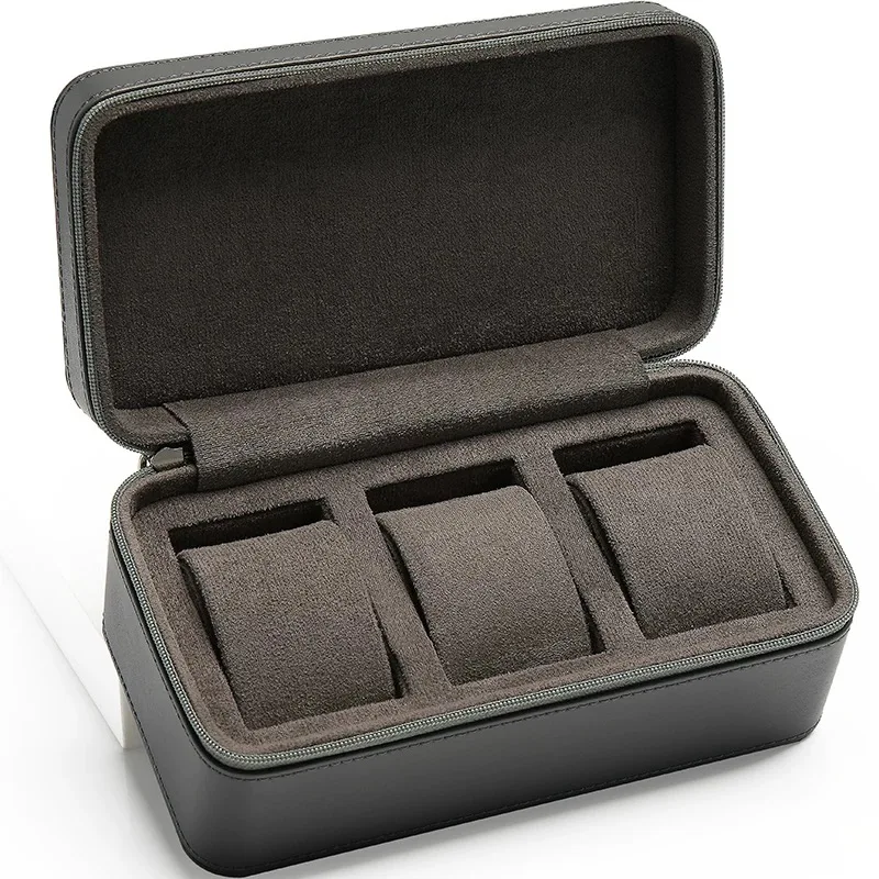 New 2026 Leather Watch Box Organizer With Zipper Black Watch Case Storage Box Watch Holder Travel Case For Watch
