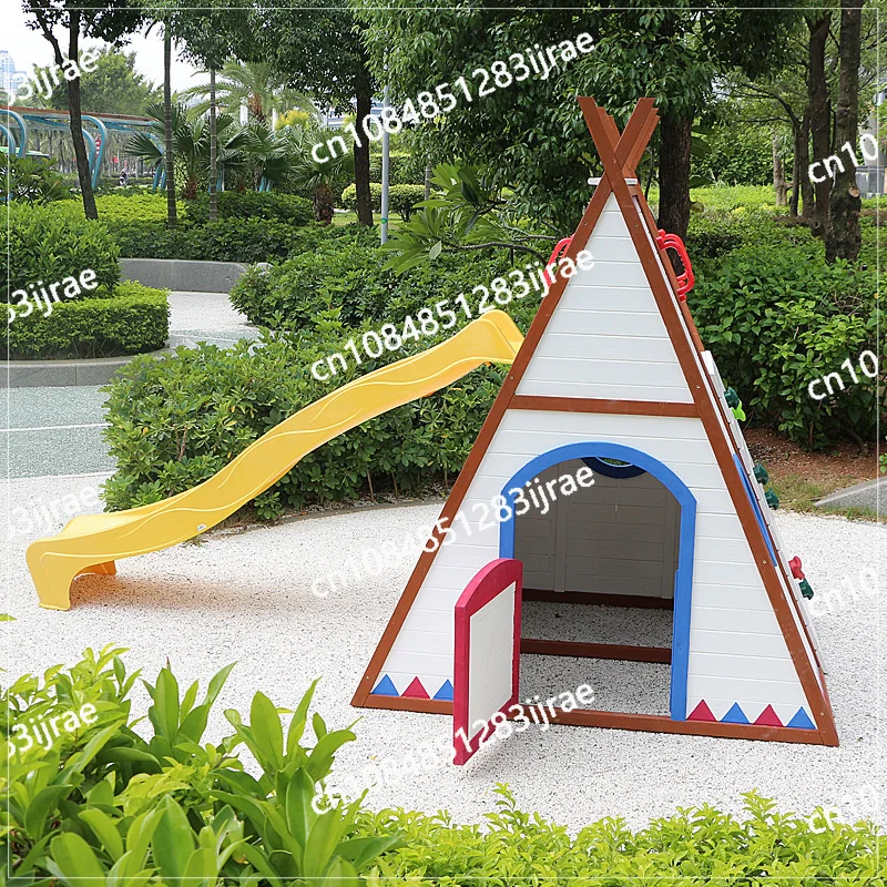 Kids Outdoor Tent Small House Princess Castle Dollhouse Girl Play House Slide Solid Wood Climbing Frame Sand Pit