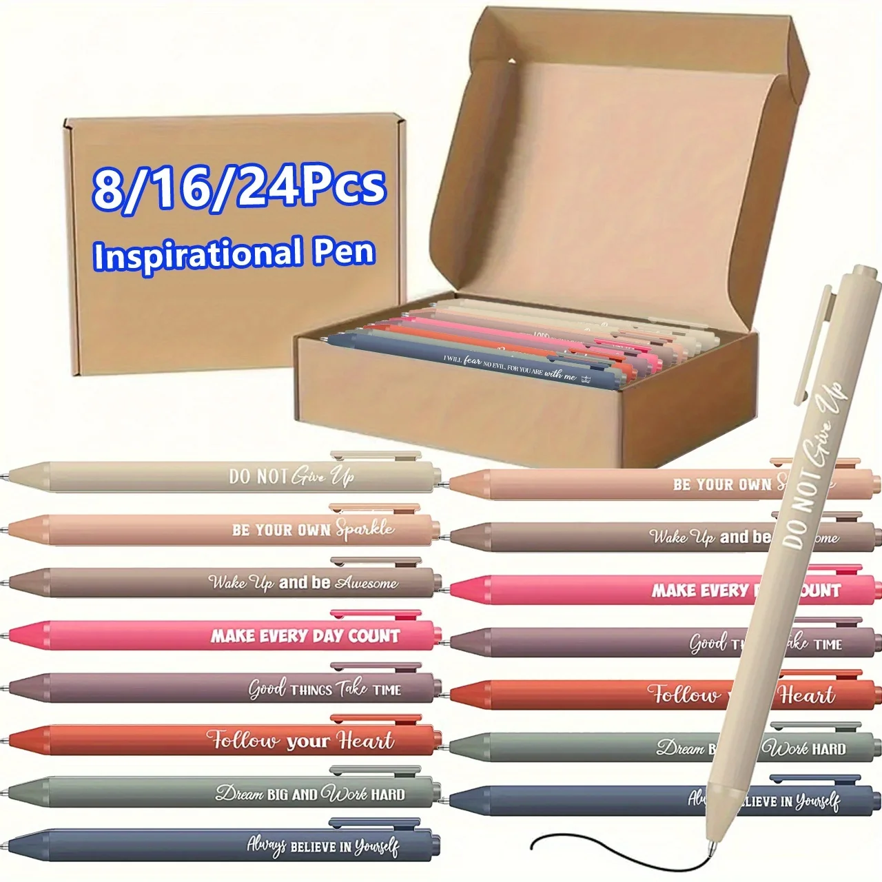 8/16/24/32/40/80 Stück, einziehbarer Kugelschreiber mit inspirierenden Zitaten, positiven Sprüchen, Geschenkidee für Frauen, Männer, Schulen und Büros. – Detail 10