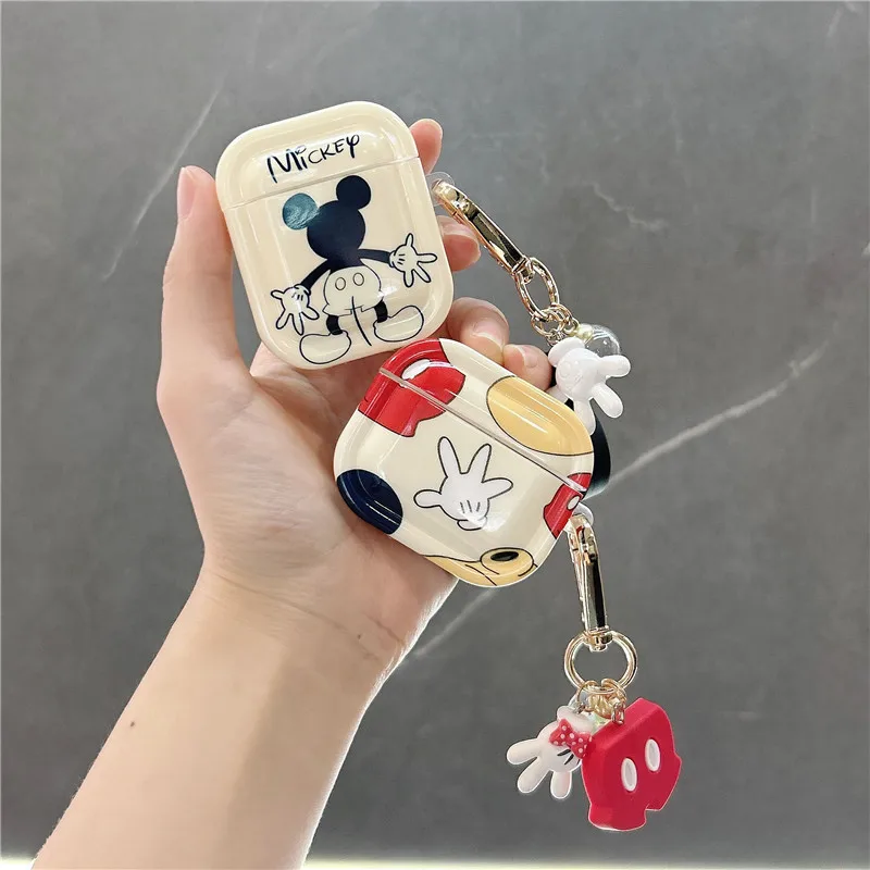 Original Disney Headphone Case For AirPods 1 2 3 Pro Pro2 Wireless Bluetooth Headset Mickey Mouse Cover Earphone Pendant