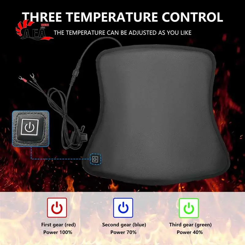 

AEA0-Motorcycle Heated Seat Cushion For Motorcycle, Snowmobile, And ATV With Universal Fit