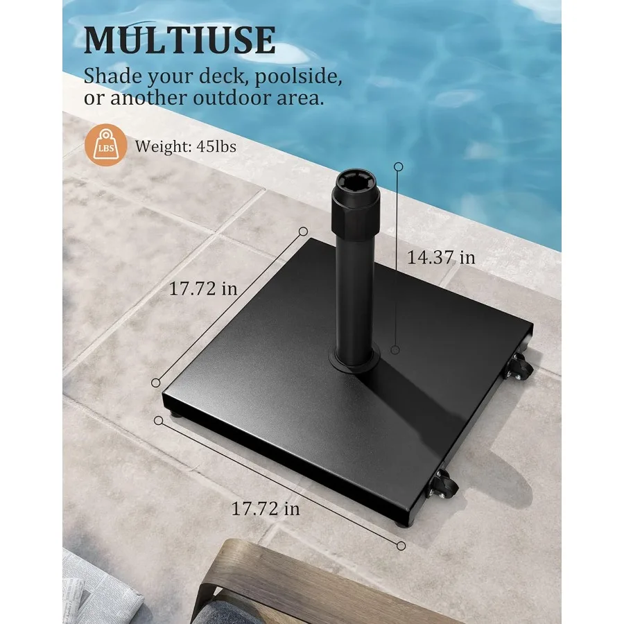 قاعدة مظلة فناء 42 رطل مع عجلات شديدة التحمل في الهواء الطلق مظلة سوق الفناء حامل للسطح مع بكرات شرفة بجانب حمام السباحة #2