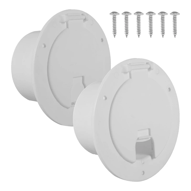 2-Pack, Rv Luik Afdekkingen Ronde Elektrische Kabel Luik Voor Rv Trailer Rv Stroomkabel Luik Cover Met Schroeven