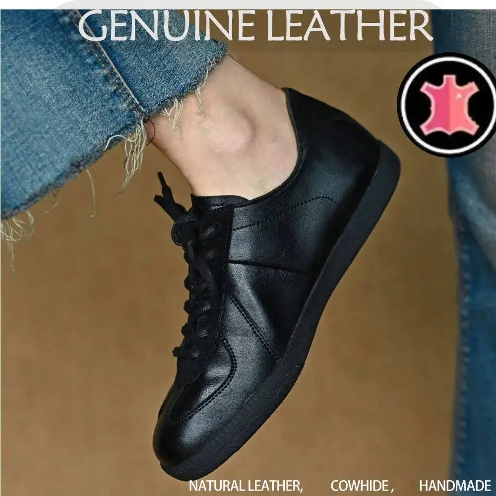 

Genuine leather German training shoes Woman flats suede Retro For Women's sneakers Luxury High quality