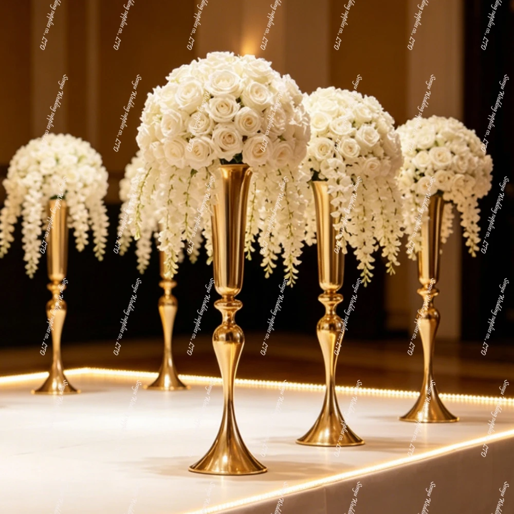 4-10pcs)50cm-100cm) Wedding Decoration Wedding Centerpieces Table Decoration  Gold Metal Flower Stand Party Decor Props