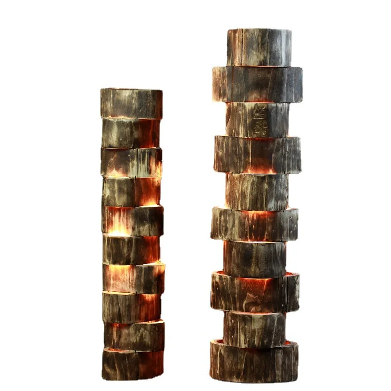 

Professional hand-woven log craft floor lamp pastoral warm homestay hotel decorative lamps