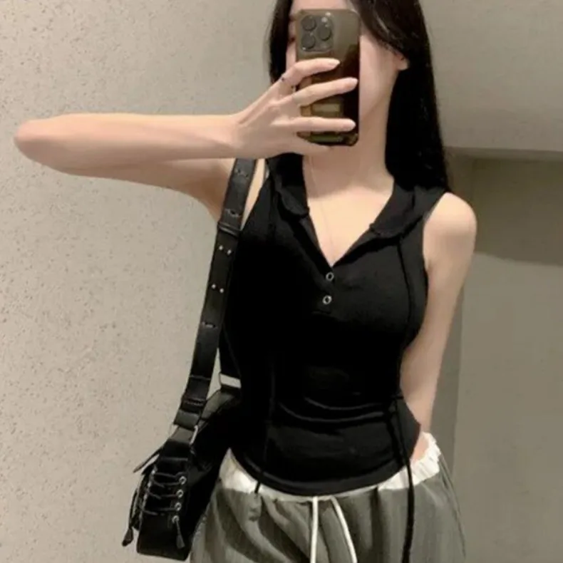 

Dongda Gate New Pure Desire Body a Vest Sexy Women's Flavor Tight Fit Hoodie Svel T-irt Women's Faion Top