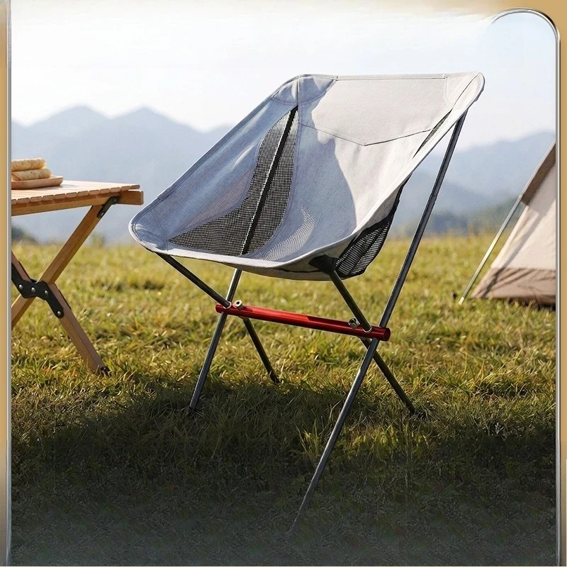 Lightweight Aluminum Outdoor Moon Chair, Foldable Stool for Camping Fishing Beach Sketch