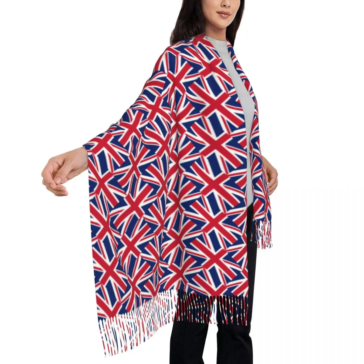 United Kingdom Flag Women's Pashmina Shawl Wraps Fringe Scarf Long Large Scarf