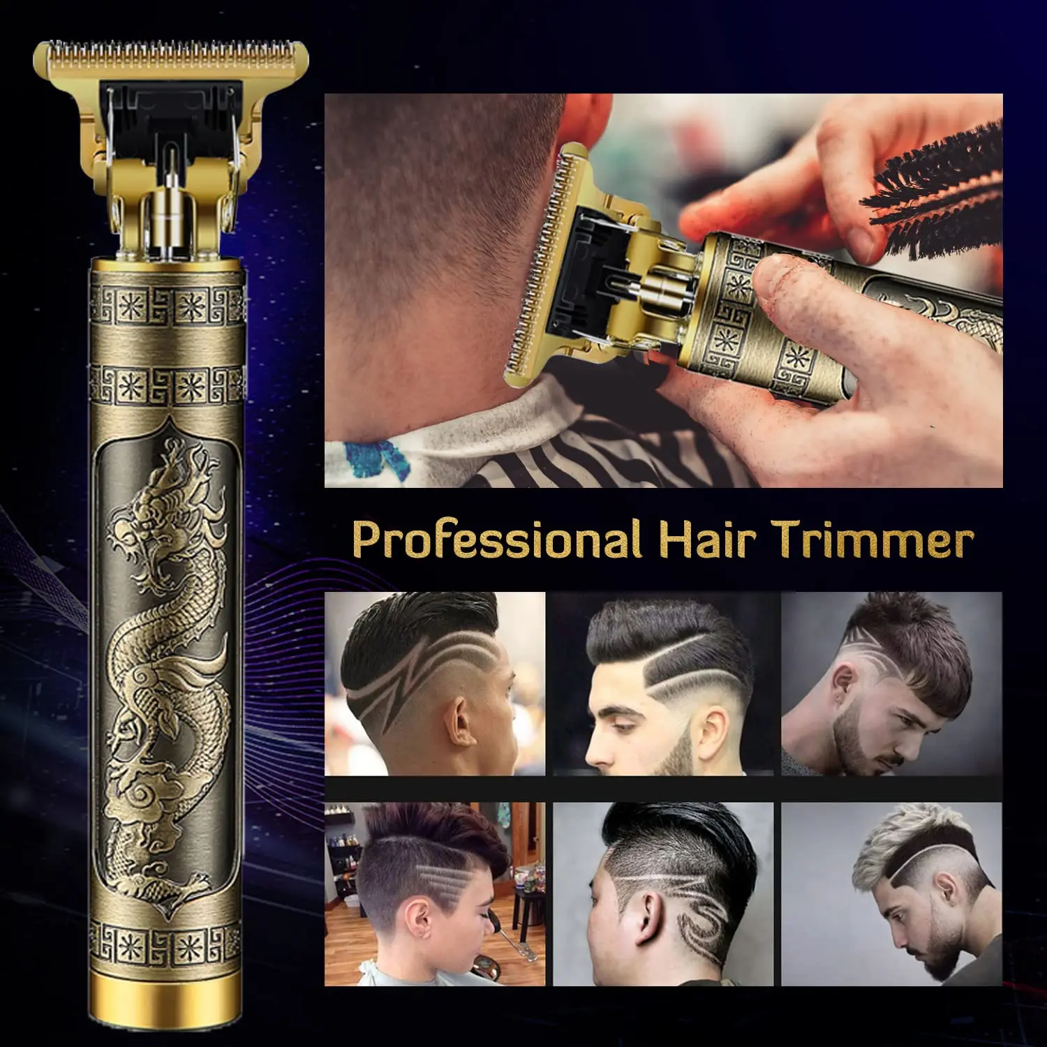 Professional Electric T9 Hair Clipper USB Cordless Beard Trimmer Haircut Grooming Kit Hair Cutting Machine for Stylists
