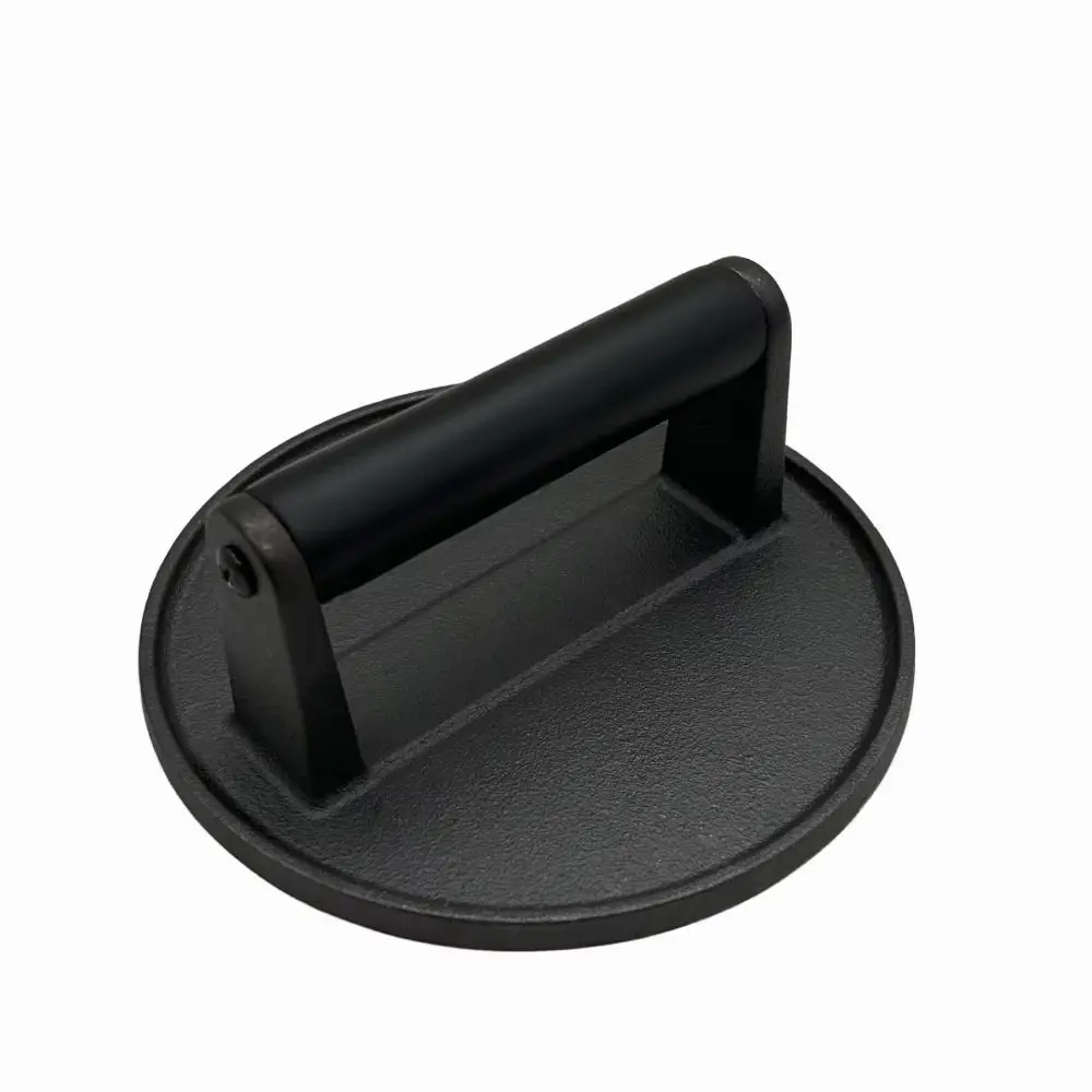 16.2cm Cast Iron Meat Press Round Flat Grill Weight Steak Burger Smasher Kitchen Utensil Barbecue Cooking Gadget