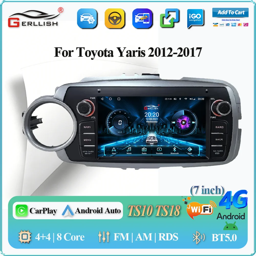 

Android 7-inch Auto Radio For Toyota Yaris 2012-2017 Carplay Car Multimedia Video Player Navigation GPS WIFI Buletooth