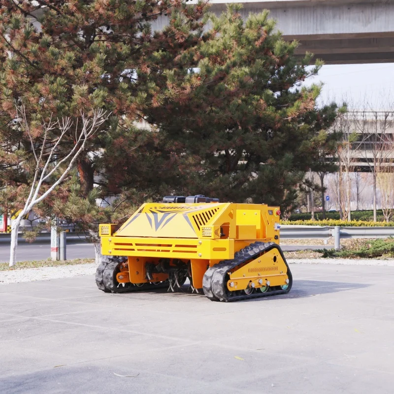 Customized front buffer scratch proof remote control Lawn Mower for dense plum orchard row weeding no fruit branch damage hill