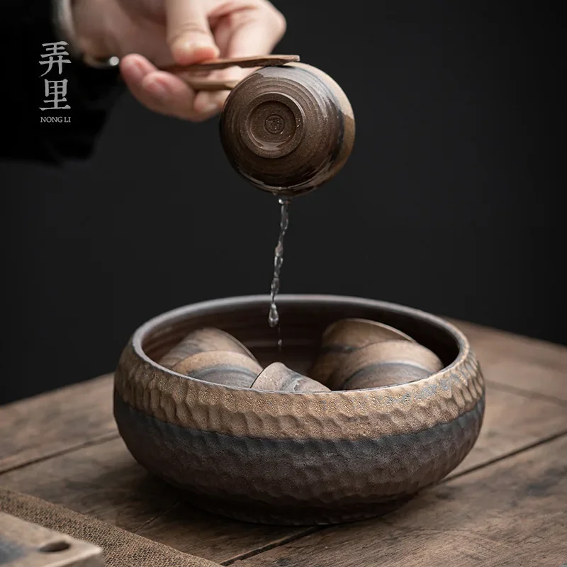 

Позолоченная керамическая посуда, чайная посуда, винтажный керамический резервуар для отработанной воды, железная глазурованная вода, чайная посуда Meng Kung Fu, тип чаши