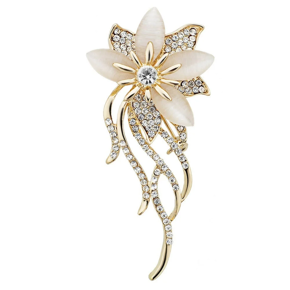 Broche de flor de cristal, accesorios de ropa, joyería para boda, broches de moda nupciales