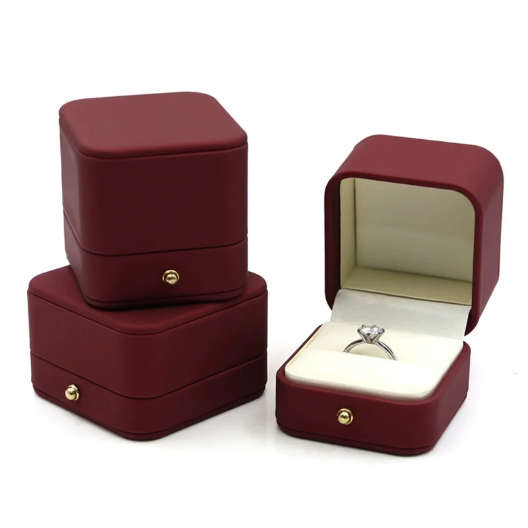 Pu Leather Single Double Slots Ring Jewelry Box For Wedding Proposal Engagement Ring Box Gift Organizer Storage Jewelry Case