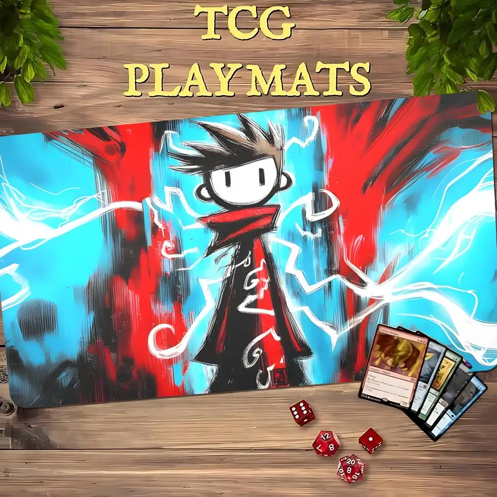 Magic Card Playmat TCG Playmat Lightning Stick Mage Non-Slip Stitched Edge Gathering Gaming Mats Tapete Magic mat Card Pad