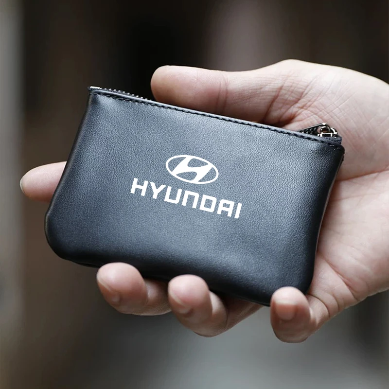 

Mini Car Key Card Bag Leather Zipper Wallet Coin Tip Purse For Hyundai Elantra Tucson Genesis Avante Grandeur Sonata Casper Kona