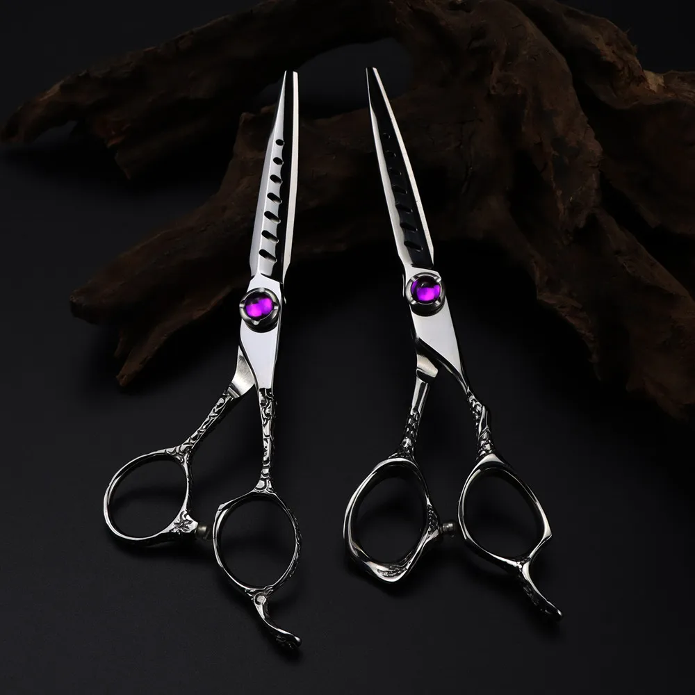 

Professional Japan 440c steel 6 inch Gem cut scissor Upscale hair scissors haircut barber cutting shears hairdressing scissors